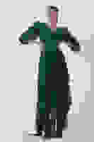 Zümrüt Balon Kol Kruvaze Yaka Asimetrik Kesim Abiye Elbise 6502417.123 