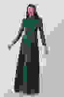 Zümrüt İç Kısmı Simli Saten Abiye 6502431.123 