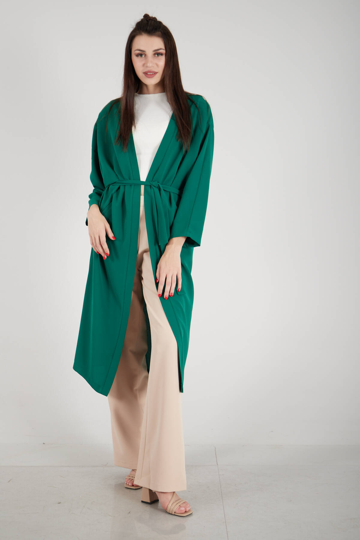 Zümrüt Krep Belden Kuşaklı Kimono 0107121.123 - Ardanewline