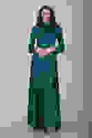 Zümrüt Sim Detaylı Kuyruklu Tesettür Saten Abiye Elbise 6502390.123 