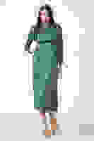 Zümrüt Üzeri Pilise Detaylı Saten Tesettür Abiye Elbise 6502300.123 